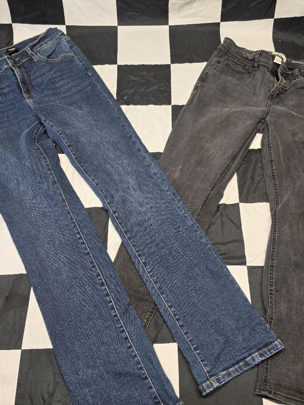 Jordache Women's Straight Leg Jeans in Charcoal And Express Long Flare Jeans